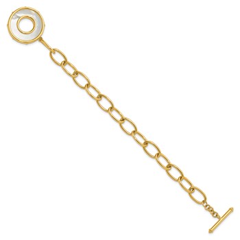 Herco 14K Polished Mother of Pearl Disc Oval Link Toggle Bracelet — alternate view