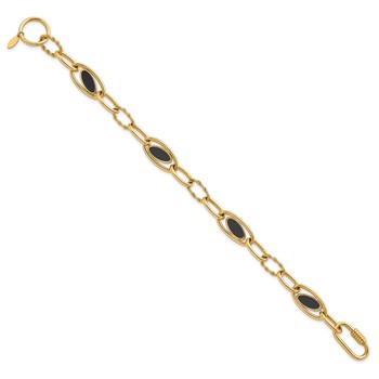 Herco 14K Polished & Twisted Onyx Oval Link Bracelet — alternate view