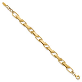 Herco 14K Polished and Brushed Fancy Link 7.25 Inch with .75 Inch Extension Bracelet — alternate view