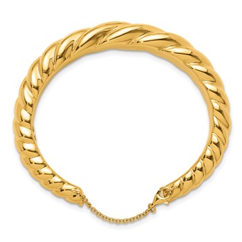 Herco 14K Polished and Twisted w/ Safety Chain Cuff Bangle — alternate view