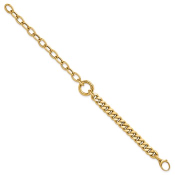 Herco 14K Polished Half Curb and Cable Link w/ Charm Holder Bracelet — alternate view
