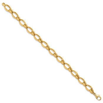Herco 14K Polished and Satin Fancy Oval Link Bracelet — alternate view
