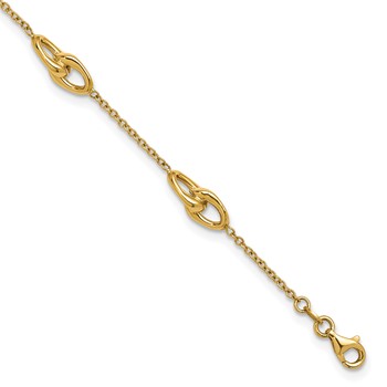 Herco 14K Polished Double Link Station 7 Inch with .5 Inch Extension Bracelet