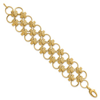Herco 14K Polished and Textured Fancy Circle Link Bracelet — alternate view