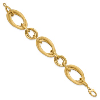 Herco 14K Polished and Satin Fancy Oval Link Bracelet — alternate view