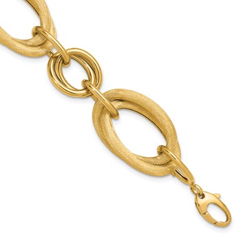 Herco 14K Polished and Satin Fancy Oval Link Bracelet