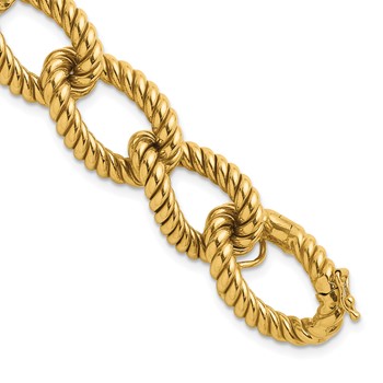 Herco 14K Polished and Twisted Oval Link Bracelet