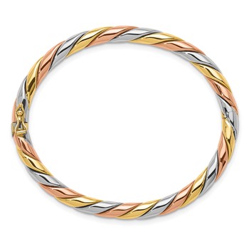 Herco 14K Tri-color Polished and Twisted Hinged Bangle — alternate view