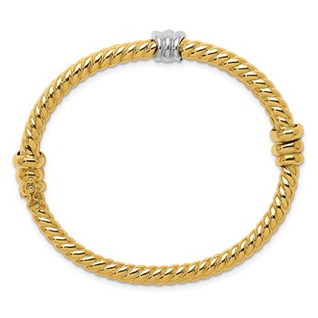 Herco 14K Two-tone Polished and Twisted Hinged Bangle — alternate view