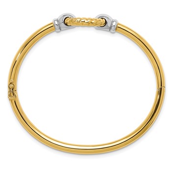 Herco 14K Two-tone Polished w/Twisted Circle Hinged Bangle — alternate view