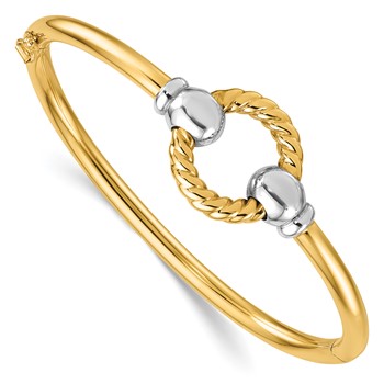 Herco 14K Two-tone Polished w/Twisted Circle Hinged Bangle
