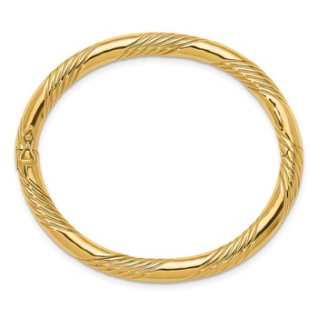 Herco 14K Polished and Grooved Hinged Bangle — alternate view