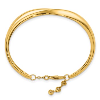 Herco 14K Polished Fancy Curved Wave w/Safety Chain Cuff Bangle — alternate view