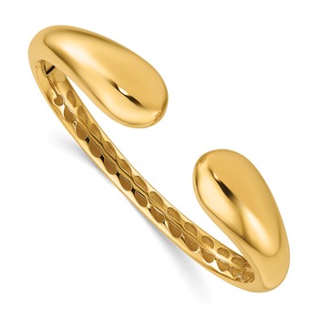 Herco 14K Polished Graduated Teardrop Hinged Cuff Bangle