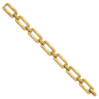 Herco 14K Polished and Textured Fancy Rectangular Link Bracelet — alternate view