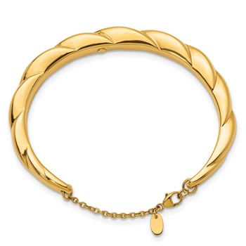 Herco 14K Polished Fancy Twisted w/ Safety Chain Cuff Bracelet — alternate view