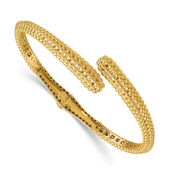 Herco 14K Polished and Beaded Hinged Bypass Cuff Bracelet