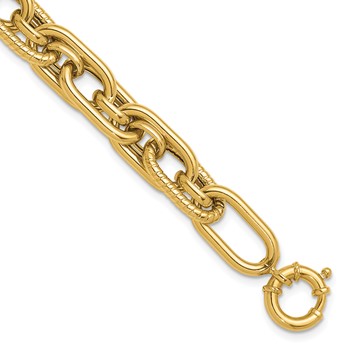 Herco 14K Polished and Textured Fancy Link Bracelet