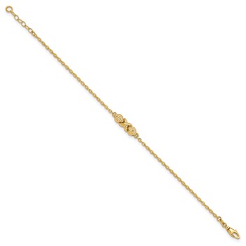 Herco 14K Polished and Diamond-cut Fancy XO w/ .75in Ext. Bracelet — alternate view