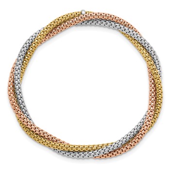 Herco 14K Tri-color Polished and Intertwined Slip On Stretch Bracelet — alternate view