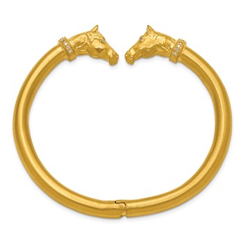 Herco 14K Satin and Textured Diamond Solid Horse Hinged Bangle — alternate view