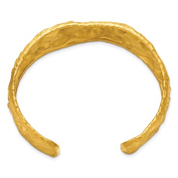 Herco 14K Satin and Textured Diamond Solid Coin Design Cuff Bangle — alternate view