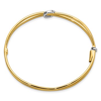 Herco 14K Two-tone Polished Fancy Circle Hinged Bangle — alternate view