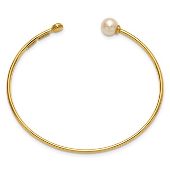 Herco 14K Polished Diamond and Freshwater Cultured Pearl Cuff Bracelet — alternate view