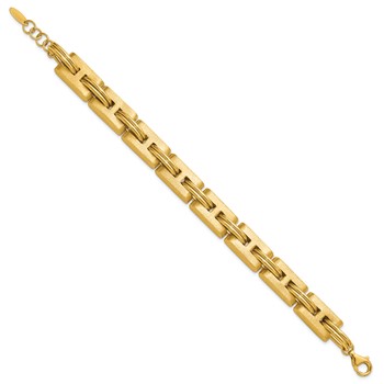 Herco 14K Polished and Brushed 10.5mm Fancy Link 7.5 Inch with .75 Inch Extension Bracelet — alternate view