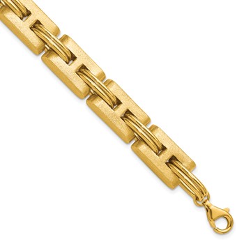 Herco 14K Polished and Brushed 10.5mm Fancy Link 7.5 Inch with .75 Inch Extension Bracelet