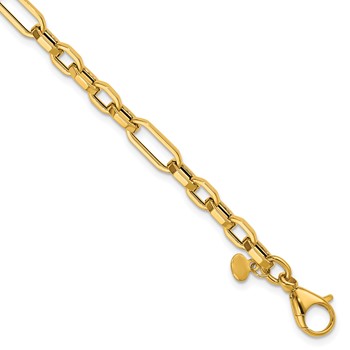 Herco 14K Polished 5.0mm Hexagonal Mixed Link 7.5 Inch Bracelet