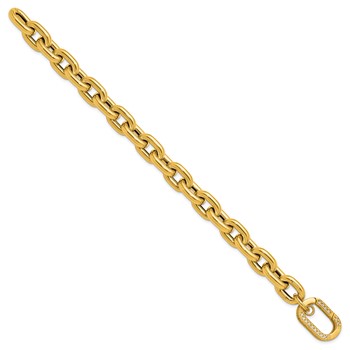 Herco 14K Polished Fancy CZ 11.0mm Cable Link 8.5 Inch Bracelet — alternate view