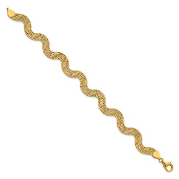 Herco 14K Polished and Diamond-cut Wavy 7.5 Inch Bracelet — alternate view