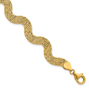 Herco 14K Polished and Diamond-cut Wavy 7.5 Inch Bracelet