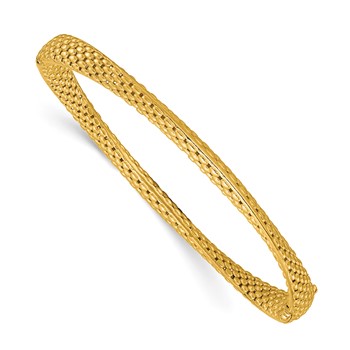 Herco 14K Polished and Twisted Popcorn Hinged Bangle