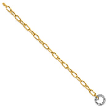 Herco 14K Two-tone Polished 3/8 carat Diamond Paperclip Link 7.75 Inch Bracelet — alternate view