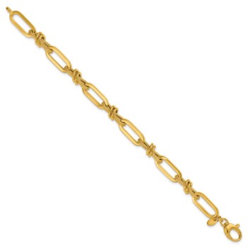 Herco 14K Polished and Textured Fancy Link 7.5 Inch Bracelet — alternate view