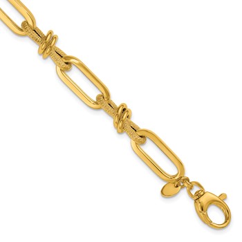 Herco 14K Polished and Textured Fancy Link 7.5 Inch Bracelet