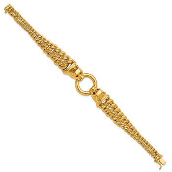 Herco 14K Polished Textured Fancy Red CZ Graduated Panther 7.75in Bracelet — alternate view