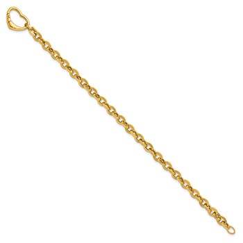 Herco 14K Polished Fancy Heart Clasp Cable Link 7.5 Inch Bracelet — alternate view