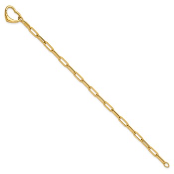 Herco 14K Polished Paperclip Link Heart 7.25 Inch Bracelet — alternate view