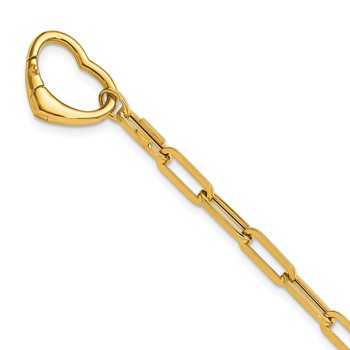 Herco 14K Polished Paperclip Link Heart 7.25 Inch Bracelet
