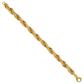Herco 14K Polished/Textured 7.5mm Rope Chain 7.25 Inch Bracelet — alternate view