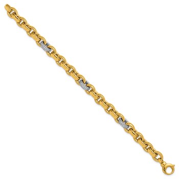 Herco 14K Two-tone Polished 3/4ct. Diamond 8.5mm Cable Chain 7.5 Inch Bracelet — alternate view
