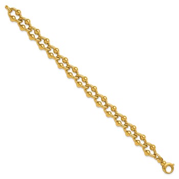 Herco 14K Polished and Beaded Elongated Curb Link 7.75in Bracelet — alternate view