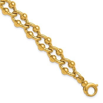 Herco 14K Polished and Beaded Elongated Curb Link 7.75in Bracelet