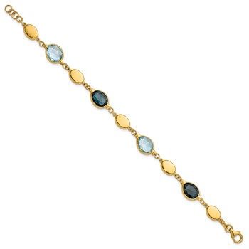 Herco 14K Polished Sky and London Blue Topaz Ovals 7.5 Inch Bracelet — alternate view