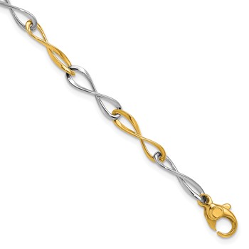 Herco 14K Two-tone Polished Solid Infinity Link 7.5 Inch Bracelet