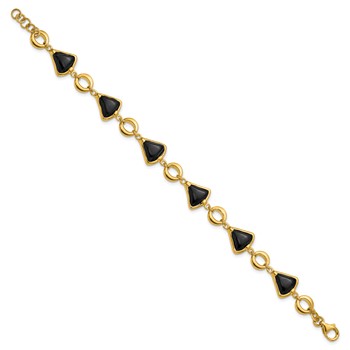 Herco 14K Polished Triangular Onyx and Circle Link 7 Inch with .5 Inch Extension Bracelet — alternate view