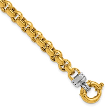 Herco 18K Two-tone Polished 7.0mm Rolo Link 7.5 Inch Bracelet